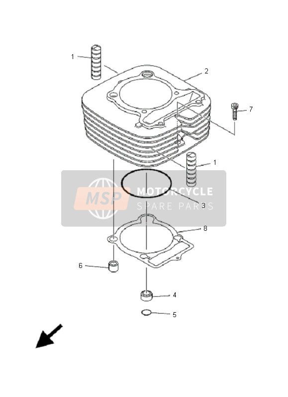 Yamaha YFM350X WOLVERINE 2X4 2009 Cilindro para un 2009 Yamaha YFM350X WOLVERINE 2X4