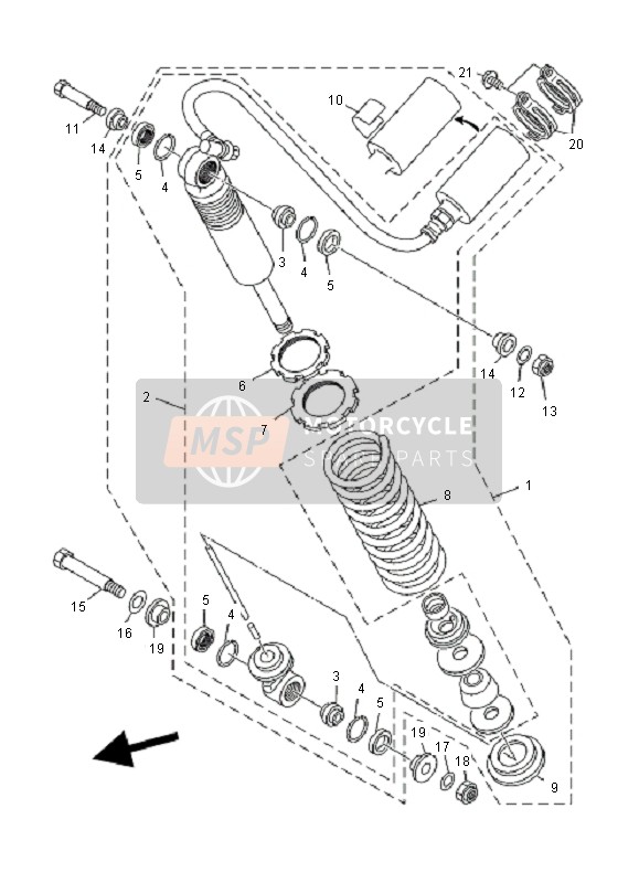 Yamaha YFM350X WARRIOR 2001 Rear Suspension for a 2001 Yamaha YFM350X WARRIOR