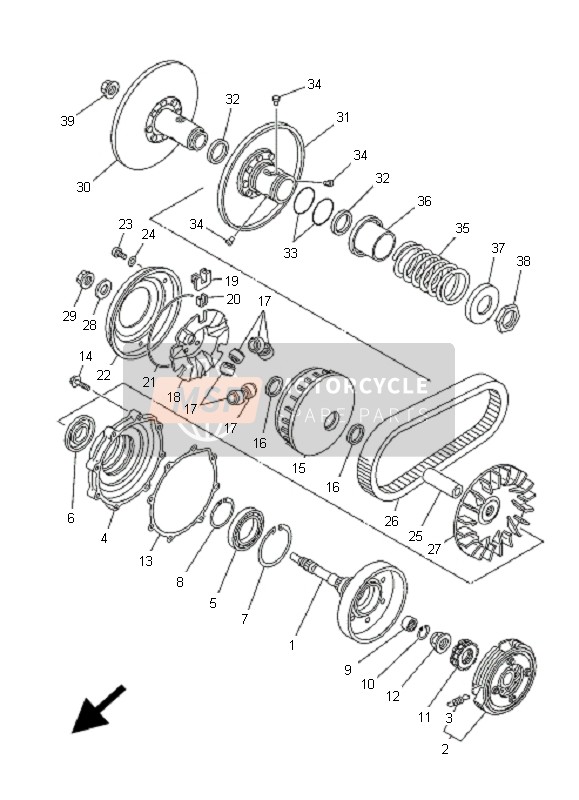 Yamaha YFM350F GRIZZLY 4X4 2009 Clutch for a 2009 Yamaha YFM350F GRIZZLY 4X4