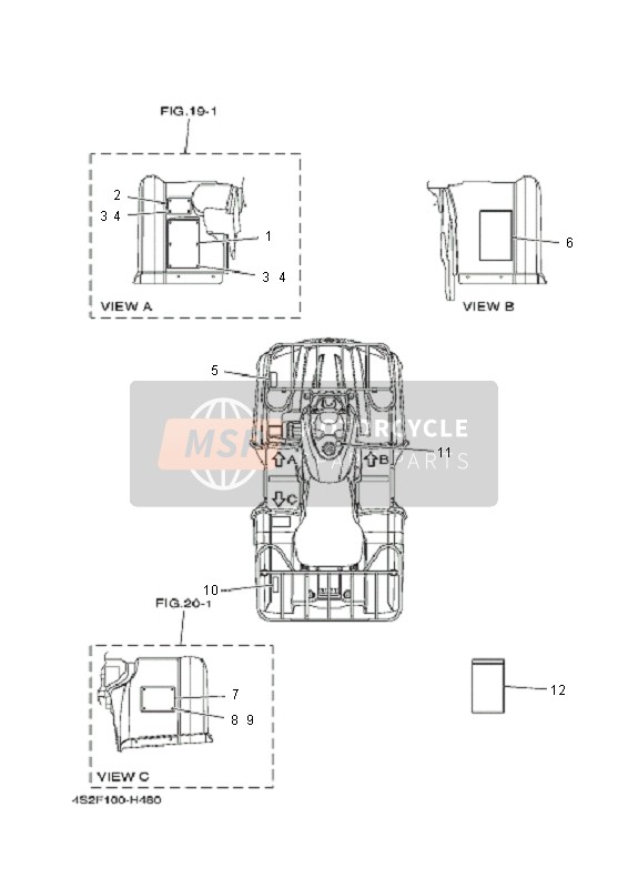 Yamaha YFM350F GRIZZLY IRS 4x4 2009 EMBLEM & ETIKETT für ein 2009 Yamaha YFM350F GRIZZLY IRS 4x4