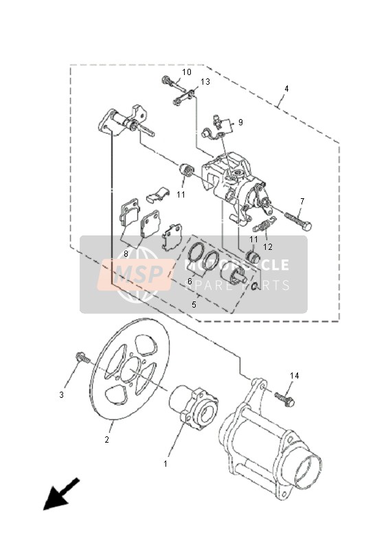 Yamaha YFM350R 2009 Freno trasero para un 2009 Yamaha YFM350R