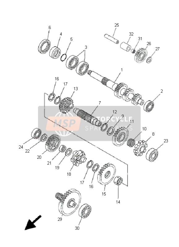 Yamaha YFM550FGP GRIZZLY FI EPS 4x4 2009 Transmissie voor een 2009 Yamaha YFM550FGP GRIZZLY FI EPS 4x4