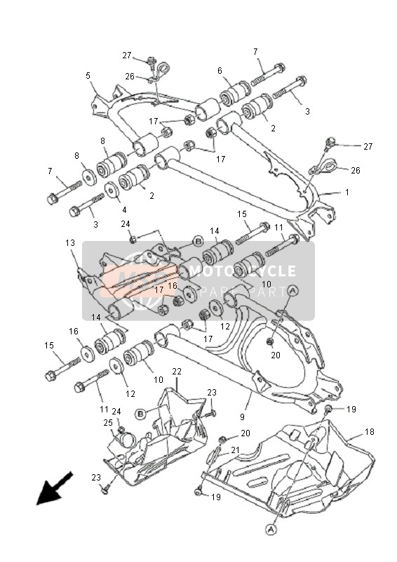 Yamaha YFM550FGP GRIZZLY FI EPS 4x4 2009 Rear Arm for a 2009 Yamaha YFM550FGP GRIZZLY FI EPS 4x4