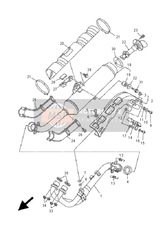 Yamaha YFM700FGP GRIZZLY FI EPS 4x4 2009 Exhaust for a 2009 Yamaha YFM700FGP GRIZZLY FI EPS 4x4