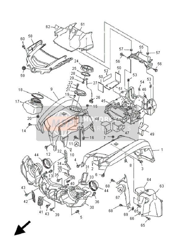 Yamaha YFM700FGP GRIZZLY FI EPS 4x4 2009 VORDERER KOTFLÜGEL für ein 2009 Yamaha YFM700FGP GRIZZLY FI EPS 4x4