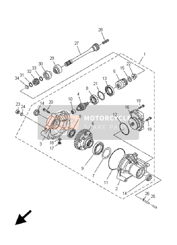 Yamaha YFM700FGP GRIZZLY FI EPS 4x4 2009 Diferencial delantero para un 2009 Yamaha YFM700FGP GRIZZLY FI EPS 4x4