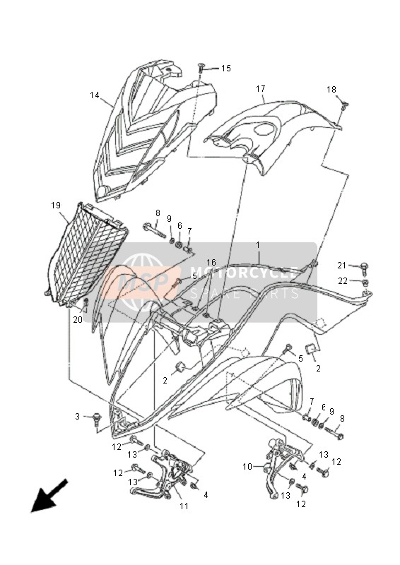 Yamaha YFM700R 2009 Garde-boue avant pour un 2009 Yamaha YFM700R