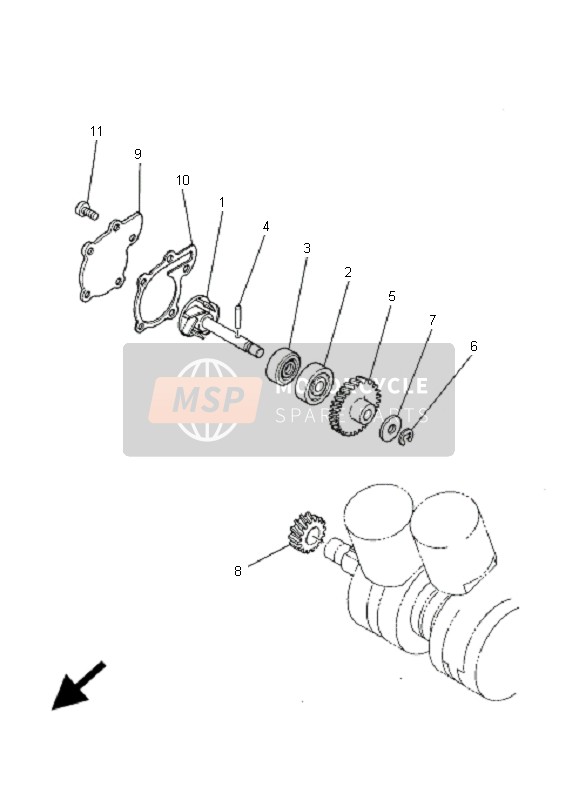 Yamaha YFZ350 BANSHEE 2009 Waterpomp voor een 2009 Yamaha YFZ350 BANSHEE