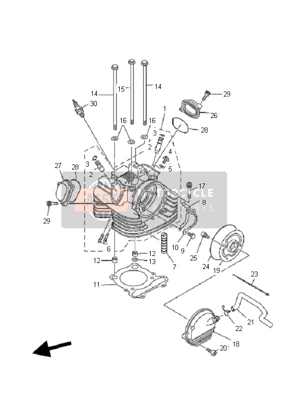 Yamaha YFM350 GRIZZLY 2x4 2010 Cabeza de cilindro para un 2010 Yamaha YFM350 GRIZZLY 2x4