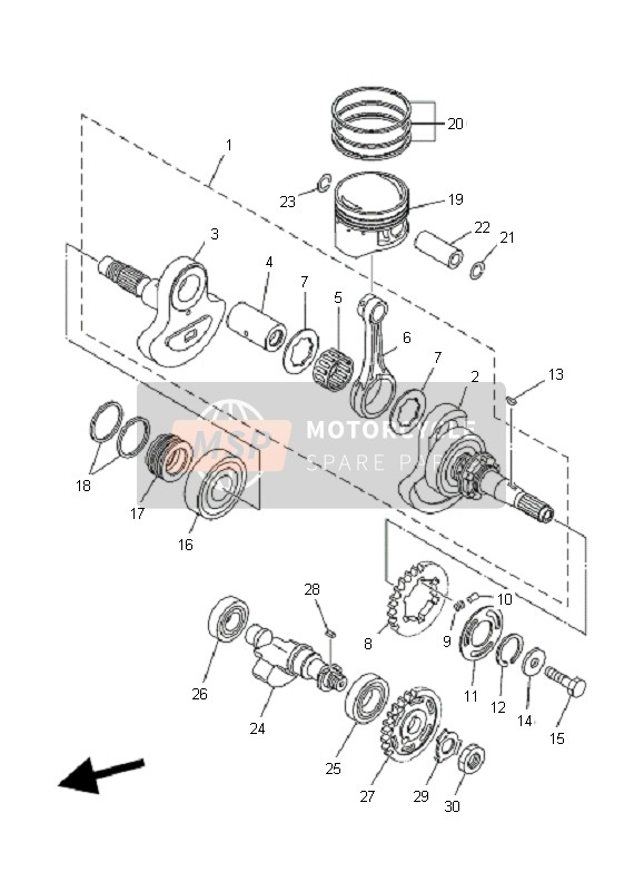 Yamaha YFM350 GRIZZLY 2x4 2010 Crankshaft & Piston for a 2010 Yamaha YFM350 GRIZZLY 2x4