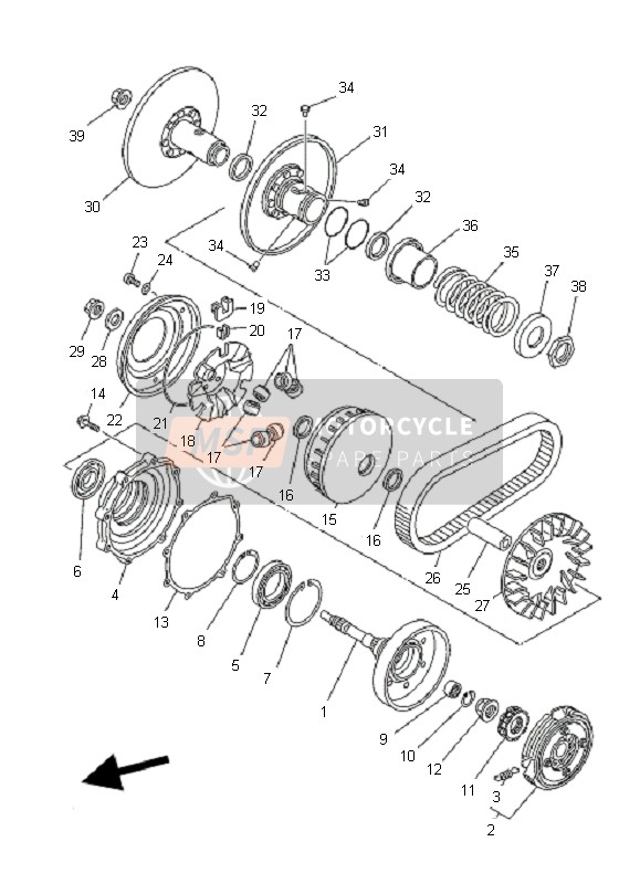 Yamaha YFM350 GRIZZLY 2x4 2010 Clutch for a 2010 Yamaha YFM350 GRIZZLY 2x4