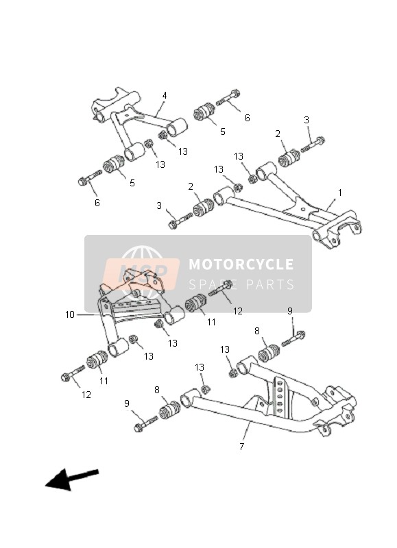 Yamaha YFM350F GRIZZLY 4x4 IRS 2010 Rear Arm for a 2010 Yamaha YFM350F GRIZZLY 4x4 IRS