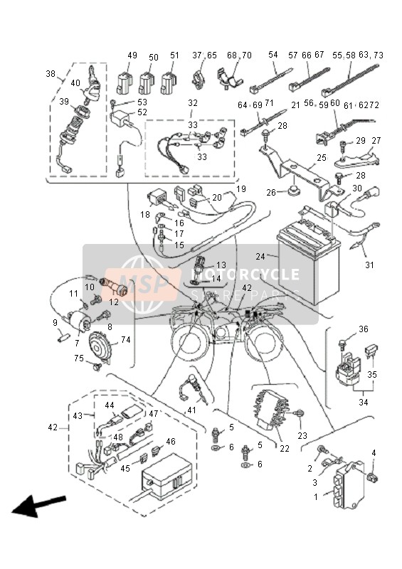 Yamaha YFM350F GRIZZLY 4x4 IRS 2010 Electrical 1 for a 2010 Yamaha YFM350F GRIZZLY 4x4 IRS