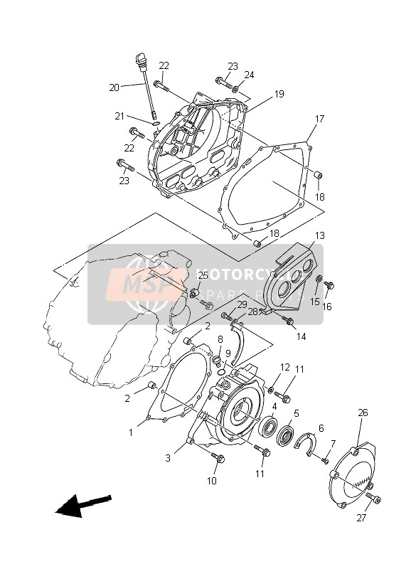 Yamaha YFM350R 2010 Crankcase Cover 1 for a 2010 Yamaha YFM350R