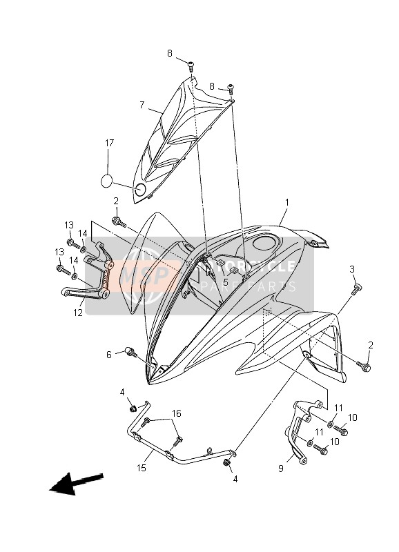 5YTW215B0100, Front Fender Comp. 2, Yamaha, 0