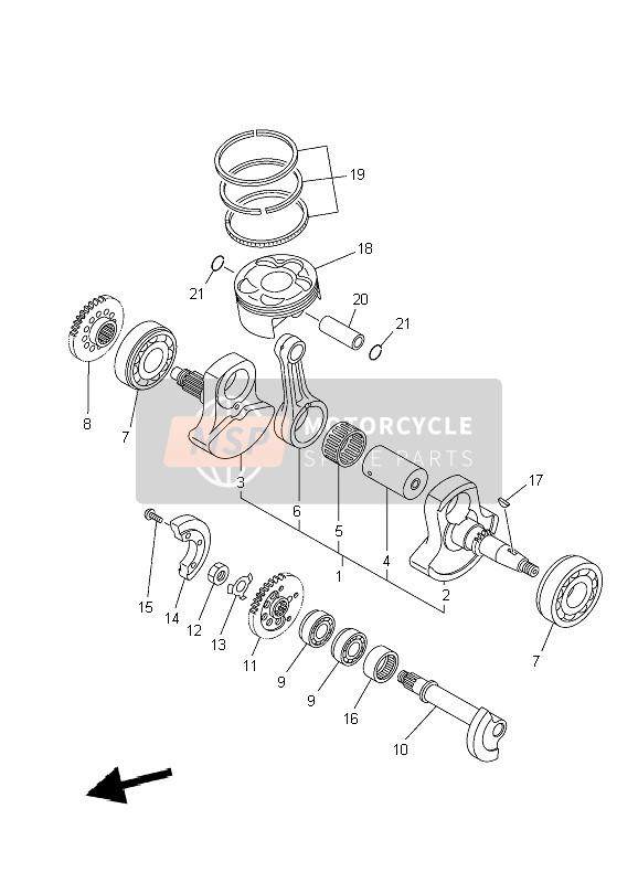 Yamaha YFZ450R SE 2010 Albero motore & Pistone per un 2010 Yamaha YFZ450R SE