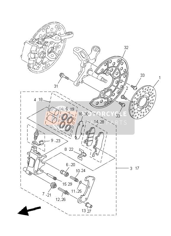 Yamaha YFZ450R SE 2010 Front Brake Caliper for a 2010 Yamaha YFZ450R SE