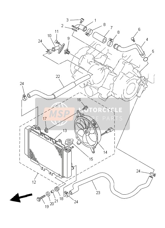 Yamaha YFM450F GRIZZLY 4x4 2010 Radiateur & Tuyau pour un 2010 Yamaha YFM450F GRIZZLY 4x4