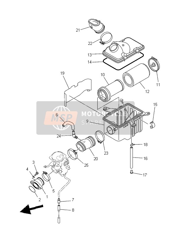 Yamaha YFM450F GRIZZLY 4x4 2010 Intake for a 2010 Yamaha YFM450F GRIZZLY 4x4