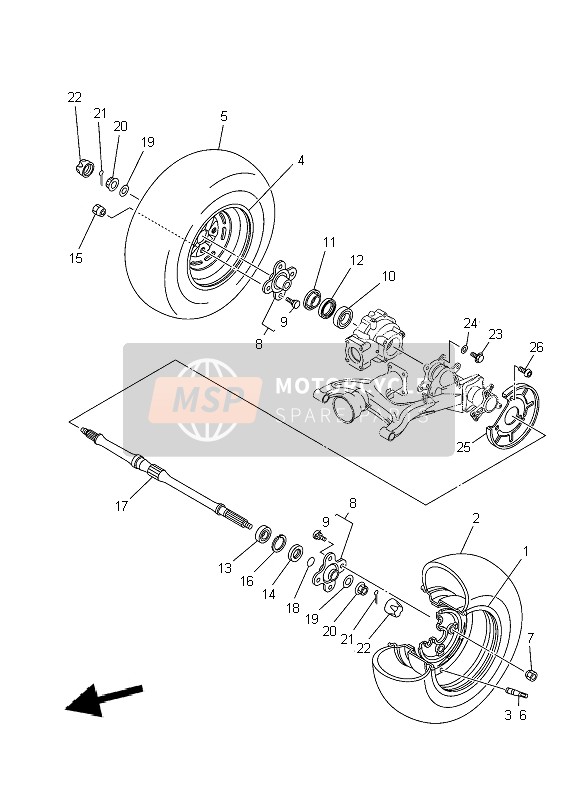 Yamaha YFM450FX WOLVERINE 4X4 2010 Rear Wheel for a 2010 Yamaha YFM450FX WOLVERINE 4X4