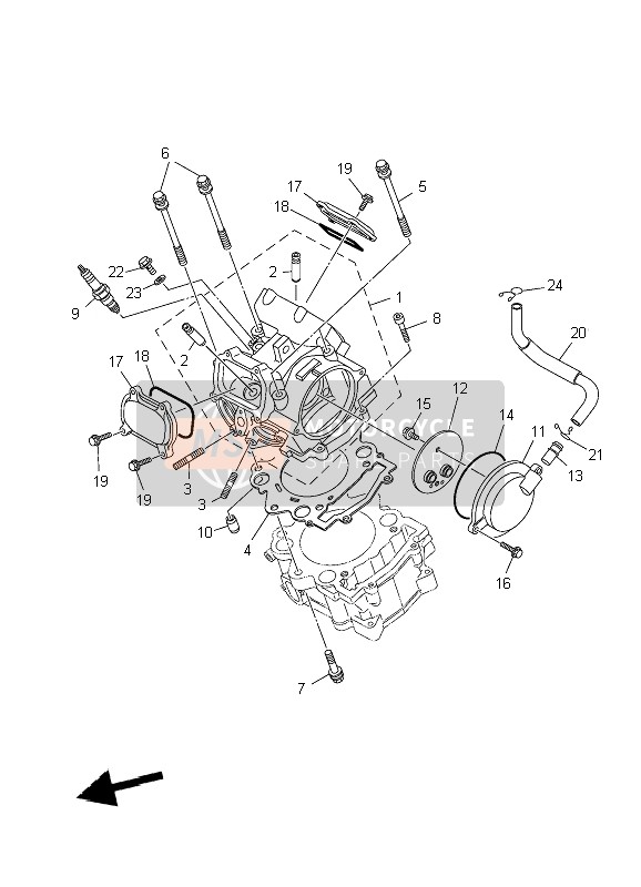 Yamaha YFM550F GRIZZLY FI 4x4 2010 Cylinder Head for a 2010 Yamaha YFM550F GRIZZLY FI 4x4