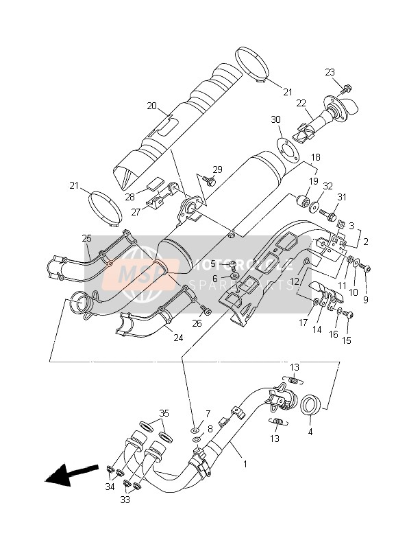 Yamaha YFM550F GRIZZLY FI 4x4 2010 Échappement pour un 2010 Yamaha YFM550F GRIZZLY FI 4x4