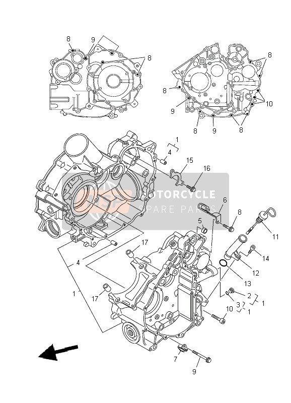 Yamaha YFM550F GRIZZLY FI 4x4 2010 Crankcase for a 2010 Yamaha YFM550F GRIZZLY FI 4x4