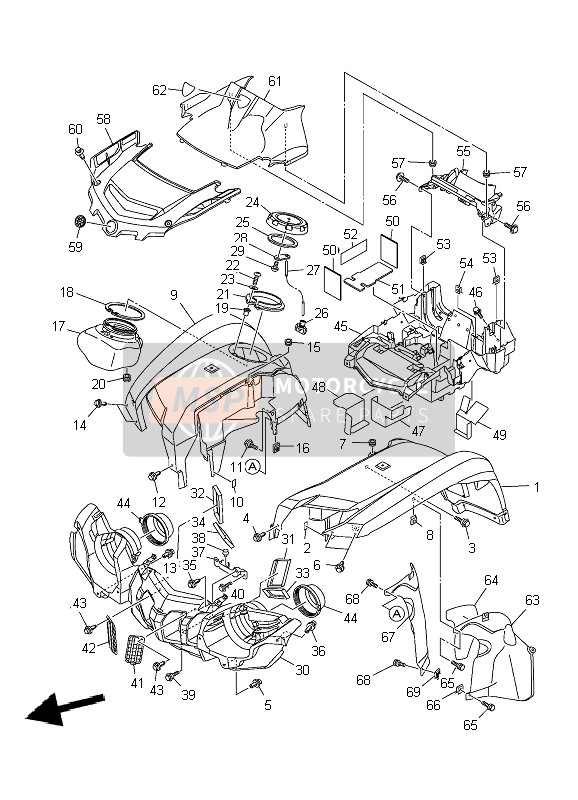 Yamaha YFM700F GRIZZLY SE 2010 Garde-boue avant pour un 2010 Yamaha YFM700F GRIZZLY SE