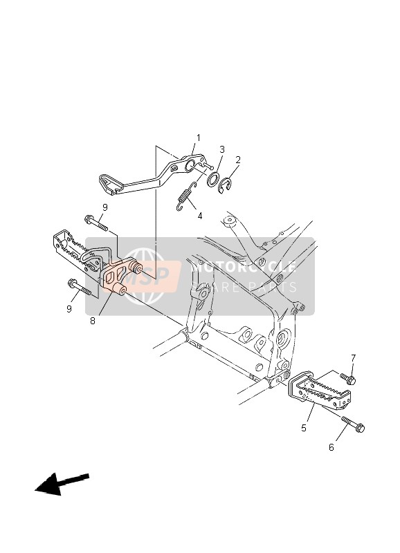 Yamaha YFM700R 2010 Supporter & Repose Pieds pour un 2010 Yamaha YFM700R