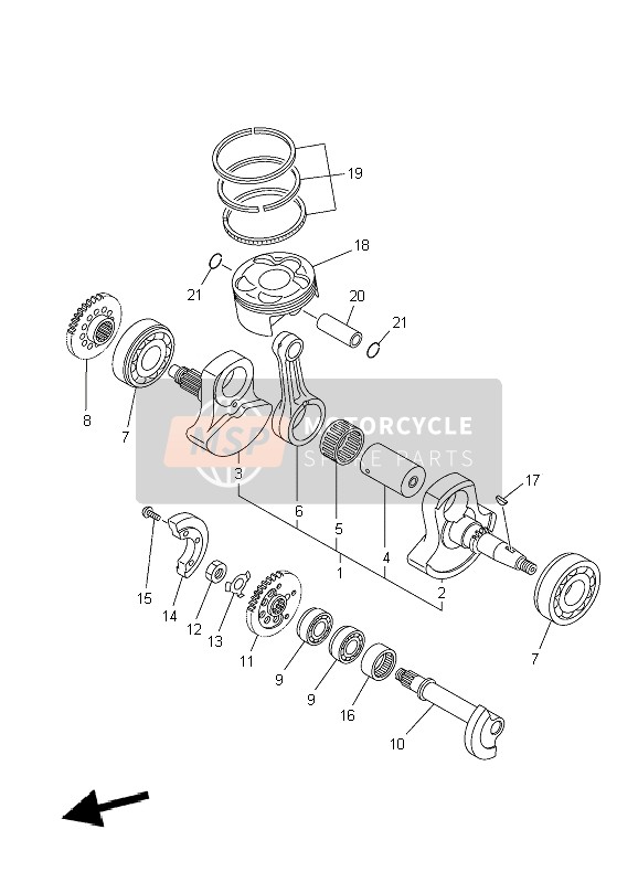 Yamaha YFZ450R 2010 KURBELWELLE & KOLBEN für ein 2010 Yamaha YFZ450R