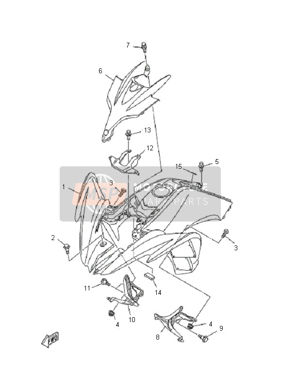 4D3W215B4200, Front Fender Comp. 2, Yamaha, 0