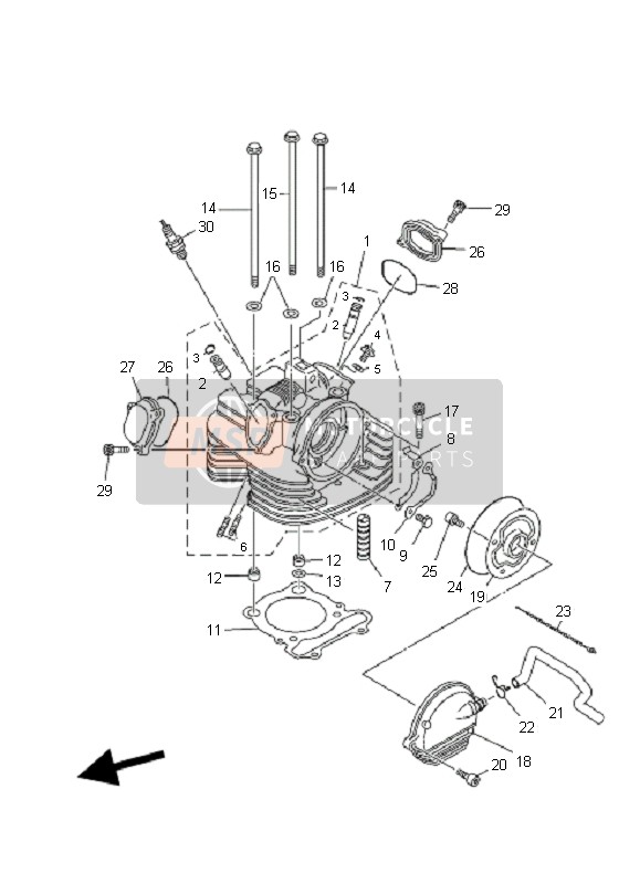 Yamaha YFM350 GRIZZLY 2x4 2011 Cylinder Head for a 2011 Yamaha YFM350 GRIZZLY 2x4