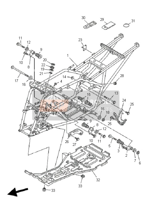 Yamaha YFM350 GRIZZLY 2x4 2011 Frame for a 2011 Yamaha YFM350 GRIZZLY 2x4