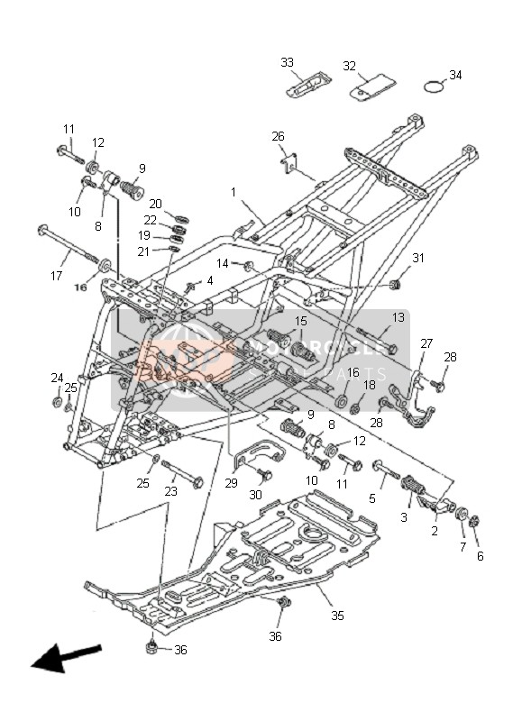 Yamaha YFM350F GRIZZLY 4X4 2011 Frame for a 2011 Yamaha YFM350F GRIZZLY 4X4