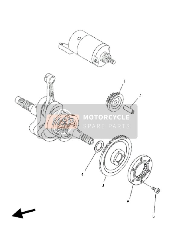 Yamaha YFM350F GRIZZLY IRS 4x4 2011 Starter Koppeling voor een 2011 Yamaha YFM350F GRIZZLY IRS 4x4