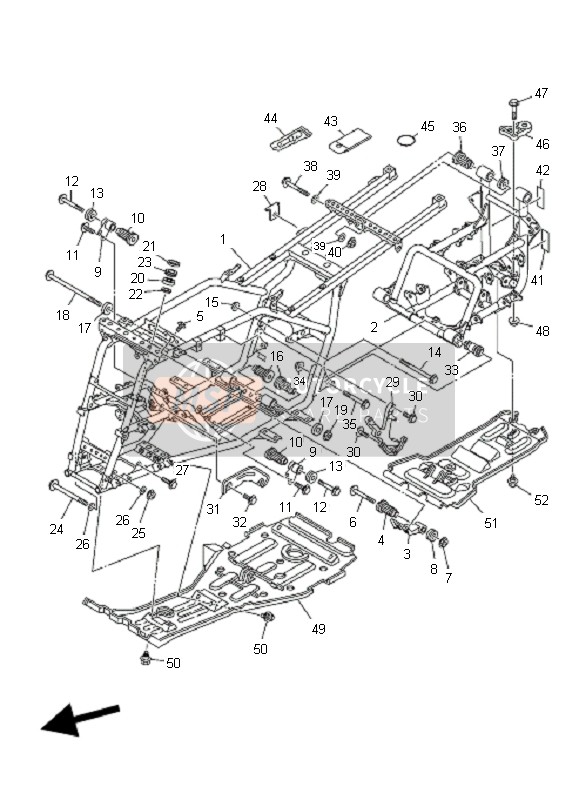 Yamaha YFM350F GRIZZLY IRS 4x4 2011 Frame for a 2011 Yamaha YFM350F GRIZZLY IRS 4x4