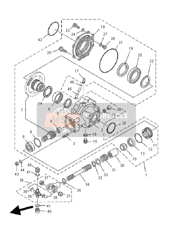 Yamaha YFM600F GRIZZLY 2001 Arbre de transmission pour un 2001 Yamaha YFM600F GRIZZLY