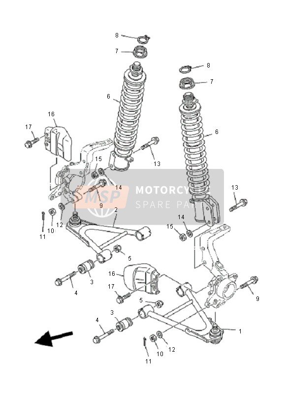 Yamaha YFM600F GRIZZLY 2001 Voorwielophanging & Wiel voor een 2001 Yamaha YFM600F GRIZZLY