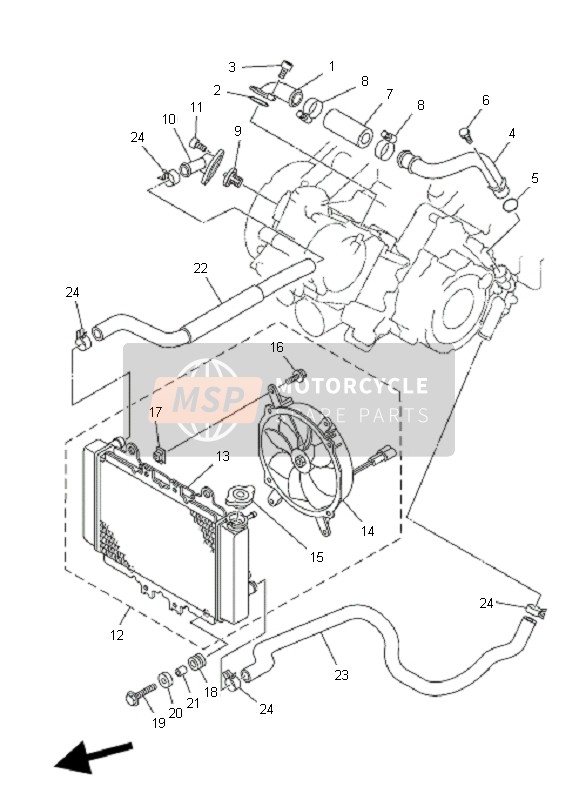 Yamaha YFM450F GRIZZLY EPS 2011 Termosifone & Tubo per un 2011 Yamaha YFM450F GRIZZLY EPS