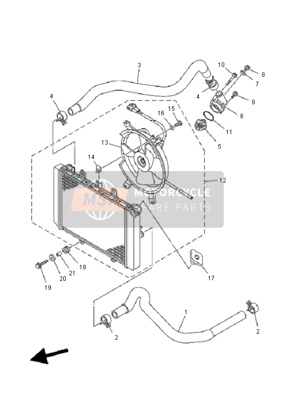 Yamaha YFM700 GRIZZLY EPS SE 2011 Termosifone & Tubo per un 2011 Yamaha YFM700 GRIZZLY EPS SE