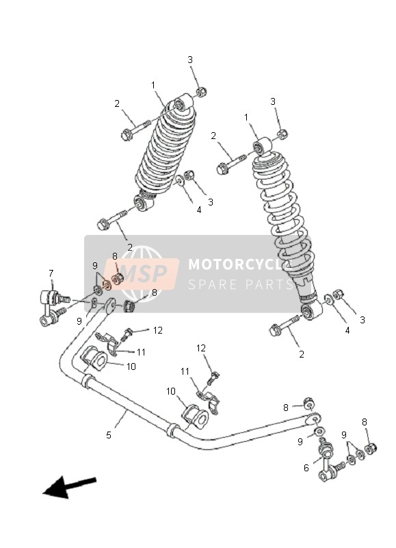 Yamaha YFM700 GRIZZLY EPS SE 2011 Rear Suspension for a 2011 Yamaha YFM700 GRIZZLY EPS SE