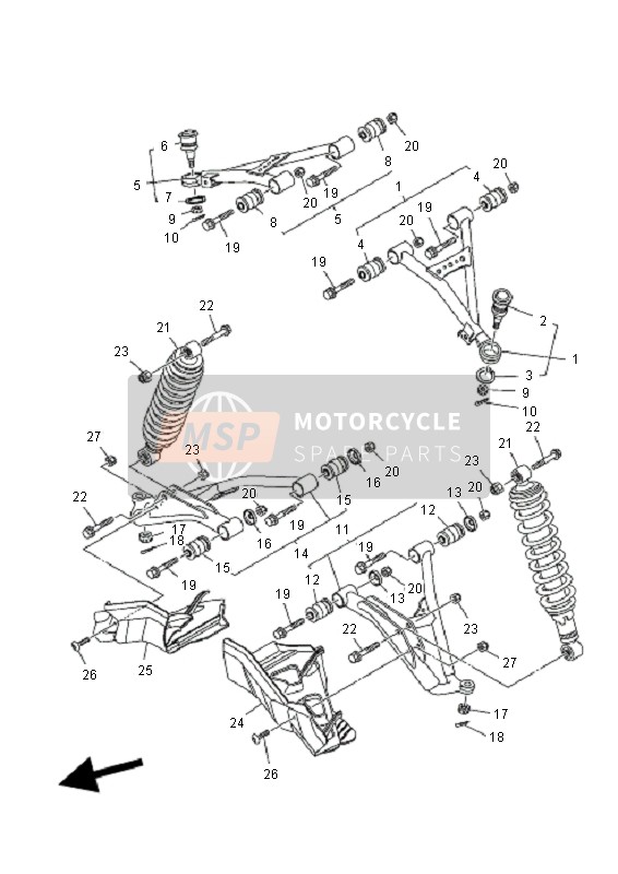 Yamaha YFM700 GRIZZLY EPS SE 2011 Sospensioni anteriori & Ruota per un 2011 Yamaha YFM700 GRIZZLY EPS SE