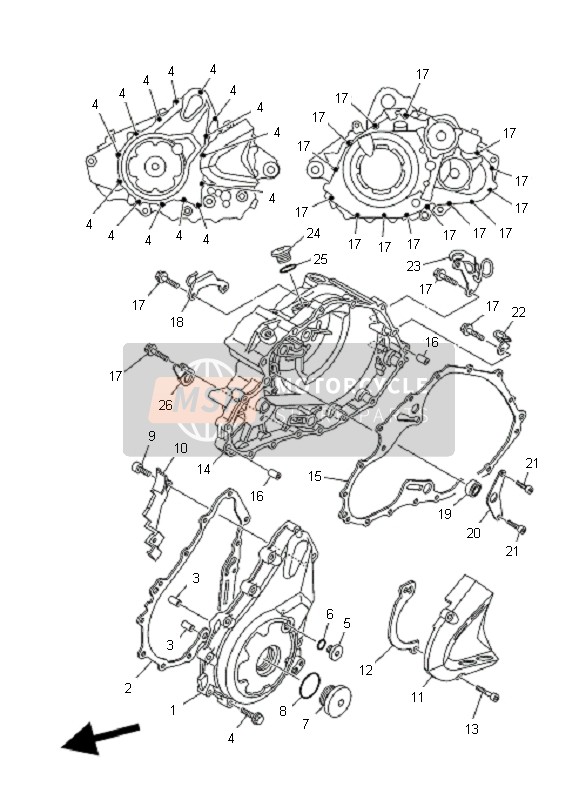 Yamaha YFM700R 2011 Crankcase Cover 1 for a 2011 Yamaha YFM700R