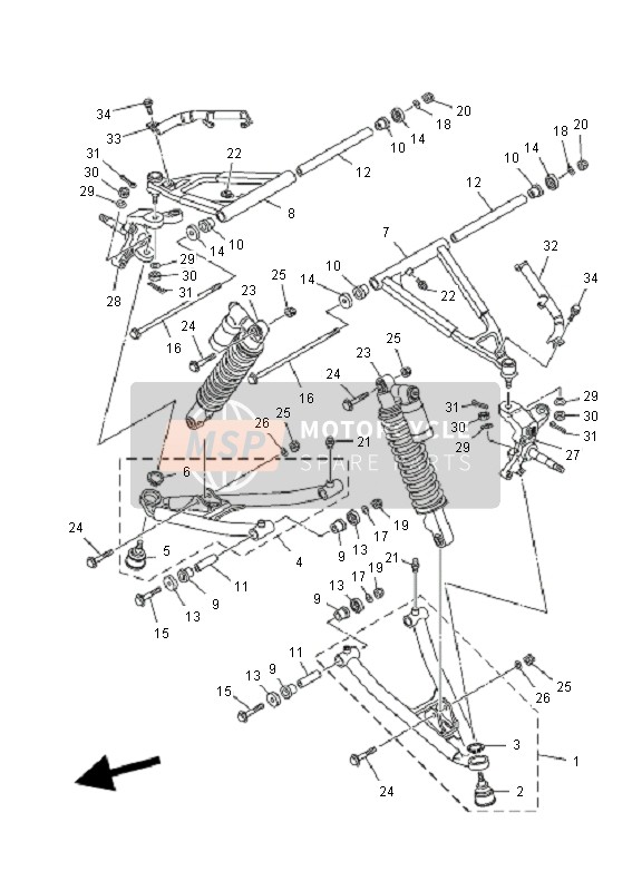 1AS233508000, Schokdemper Assy, Yamaha, 0