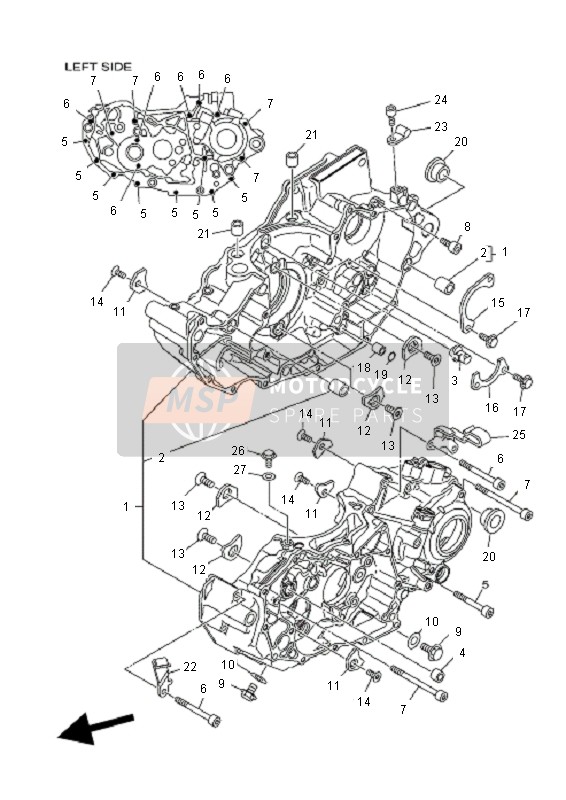 Yamaha YFZ450R 2011 Crankcase for a 2011 Yamaha YFZ450R