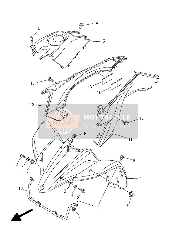 Yamaha YFZ450  2008 Parafango anteriore per un 2008 Yamaha YFZ450 