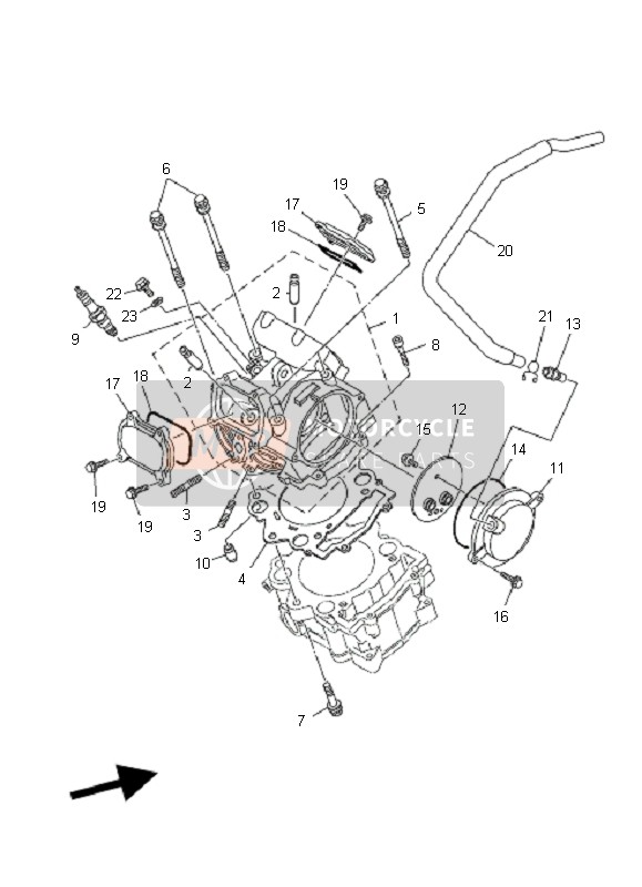 Yamaha YXR700F RHINO 2011 Cabeza de cilindro para un 2011 Yamaha YXR700F RHINO