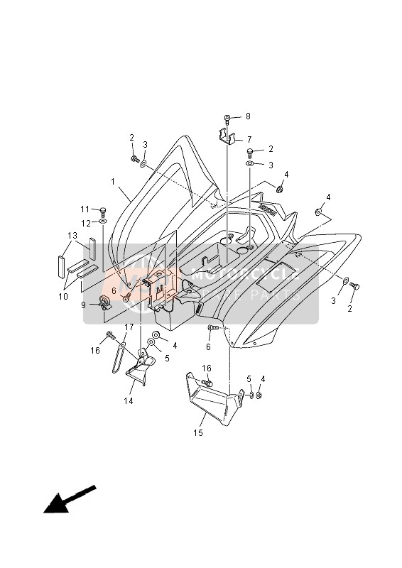 43DF16009000, Rear Fender Assy., Yamaha, 0