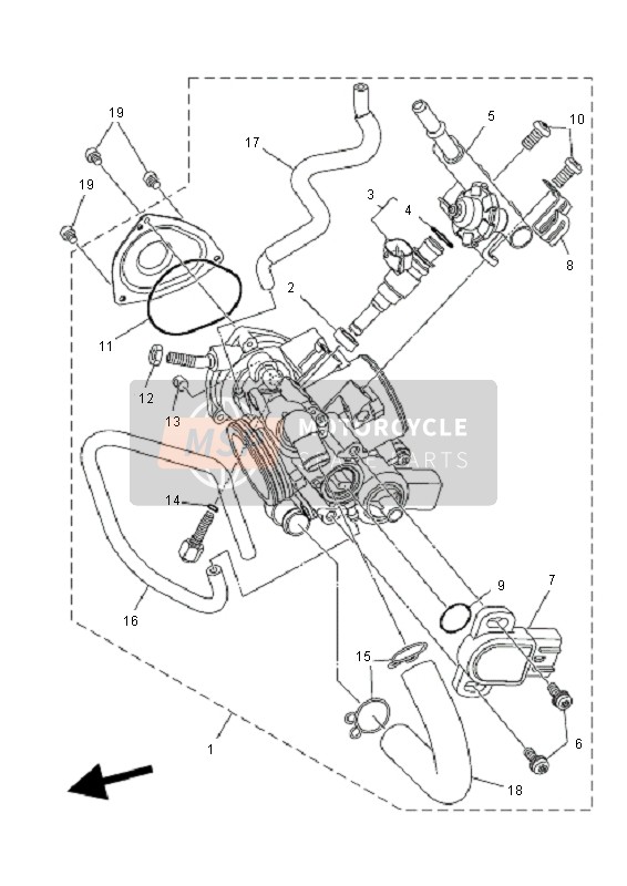 Yamaha YZF450R SE 2011 Gasklephuis Komponenten 1 voor een 2011 Yamaha YZF450R SE