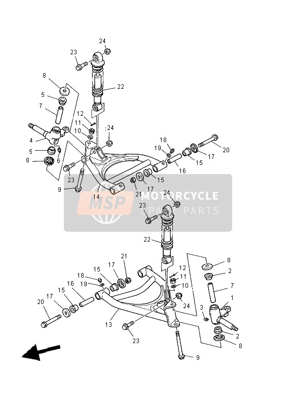 Yamaha YFM125 GRIZZLY 2x4 2012 Suspensión delantera & Rueda para un 2012 Yamaha YFM125 GRIZZLY 2x4